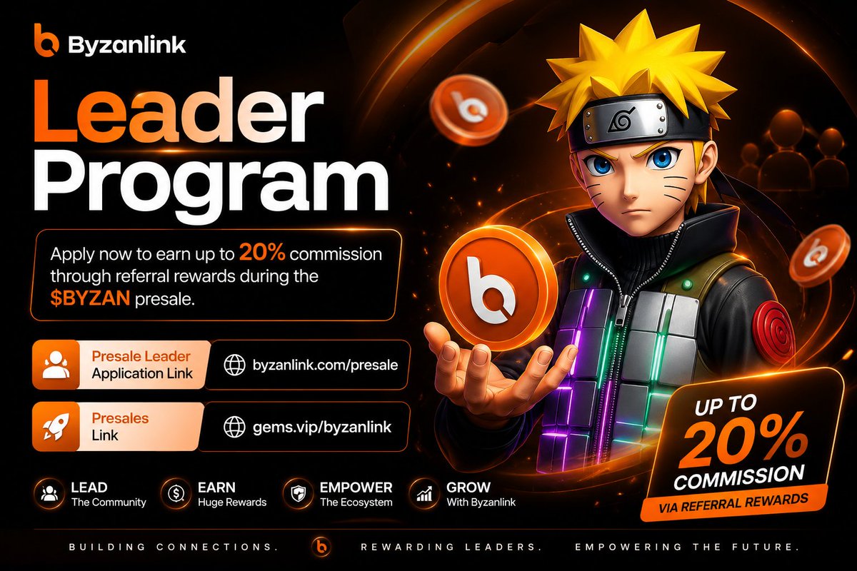mark_greaat's tweet photo. The smartest play in a presale isn't just buying. It's getting paid while others buy. The @byzanlink Leaders Program just went live and I'm already in. Up to 20% commission. Let me explain 🧵 https://t.co/cDdnYswx1b