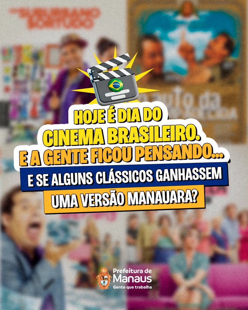prefmanaus's tweet photo. Hoje é Dia do Cinema Brasileiro, então a Prefs decidiu fazer um remake manauara de alguns clássicos nacionais. 👀 

Vem conferir como ficou 👇 https://t.co/sq0vaTqCMI