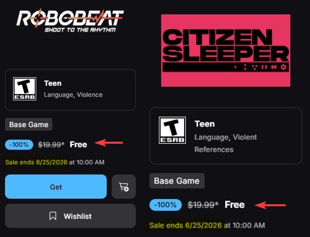 Pricerrors's tweet photo. TWO FREE PC GAMES 🚀👽

Normally retails $20 each for each game.

Price reverts back 6/25 (6 days from now)

https://t.co/tWmDlspeuR #ad