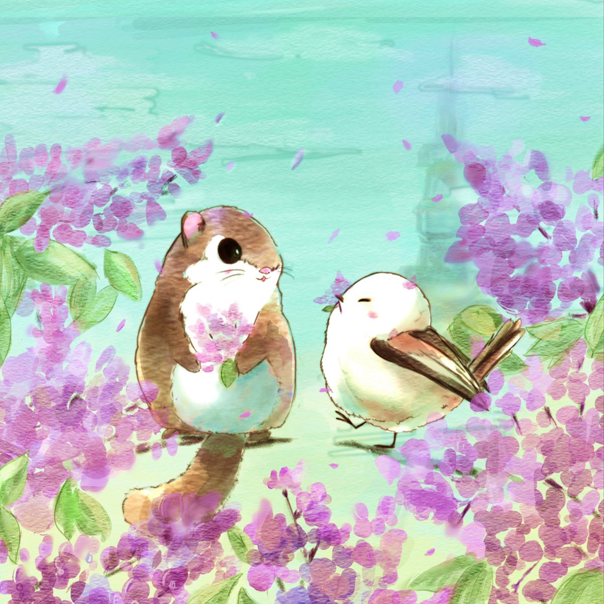 raicho926's tweet photo. 藤の花と、エゾモモンガとシマエナガ🪻
ちょと時期ずれちゃいましたが…
#イラスト
#オリジナル https://t.co/DI7rtqVYxf