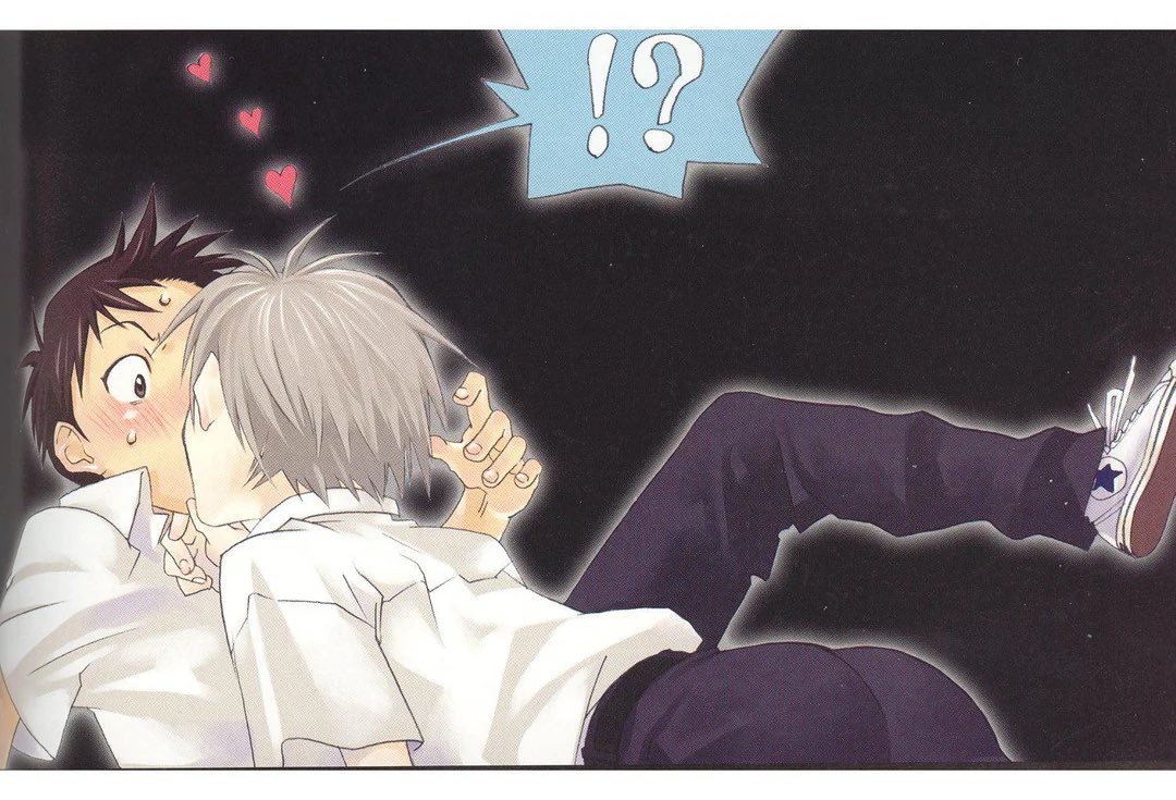 c3lestial64_'s tweet photo. Saying Shinji isn’t bi is astronomical levels of larp 

THIS IS OFFICIAL ART they’re on the verge of making out for half a movie😭 https://t.co/tRTpTLt07u