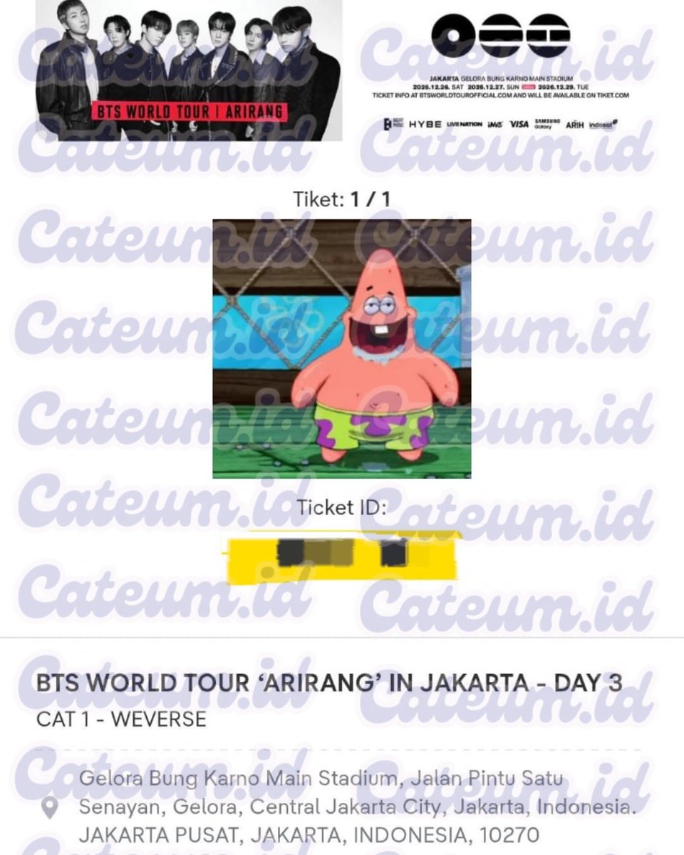 cateumid's tweet photo. Presale Weverse Add Show BTS WORLD TOUR IN JAKARTA 2026✅ #cateumtesti https://t.co/ohCZXAM3Fy