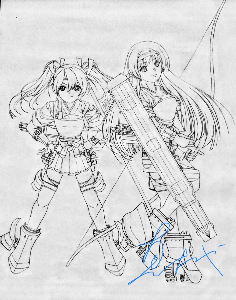 手描き 絵１２４センチ✕６４センチ 私が過去に書いた艦これの絵で、最大サイズのは、これ。 見ての通り
