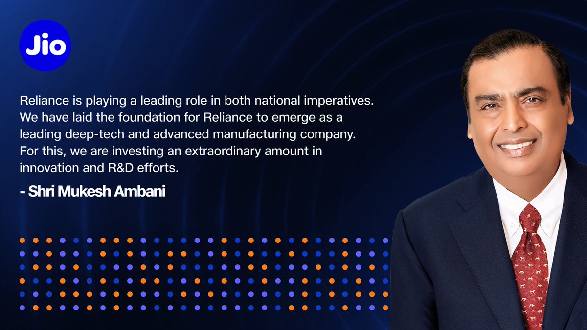 reliancejio's tweet photo. “Making India Atmanirbhar in resources is our utmost responsibility” - Shri Mukesh Ambani at #RILAGM
 
#Jio #RILAGM2026
 
[Reliance Jio, Shri Mukesh Ambani, RIL AGM 2026] https://t.co/Gpr4gQATah