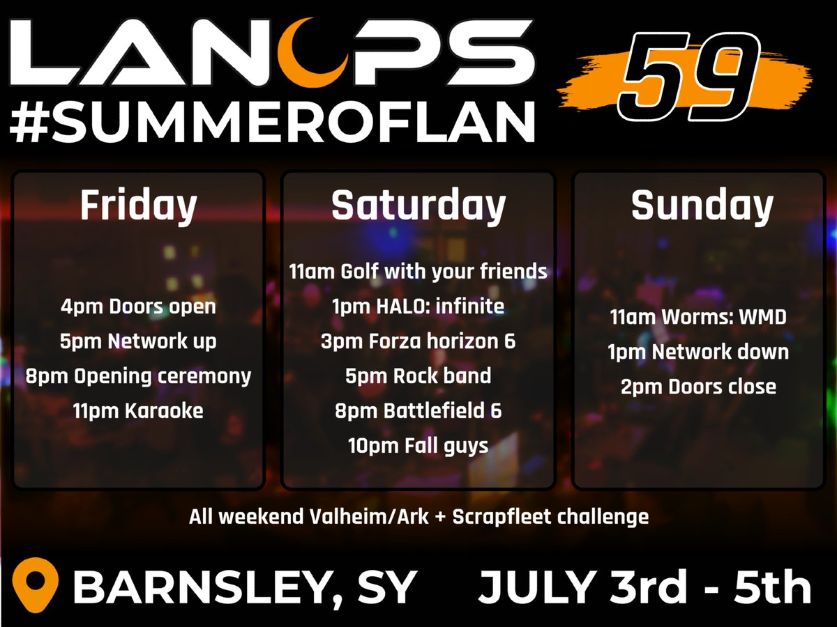 LanOps's tweet photo. ⏳🎉 2 weeks until LanOps 59! 🎮🔥

📅 Timetable is now live! 🗓️⚡

🎟️ We still have tickets left! 🚀 Grab yours before they're gone! 👀🔥

🔗 https://t.co/GmDOGd6JCu https://t.co/5daH9NxgfJ