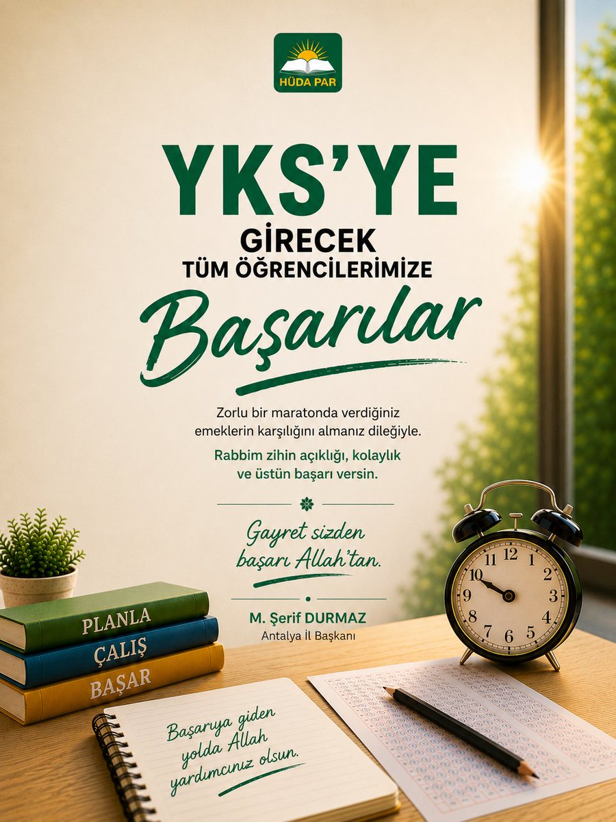 MSerifDurmaz's tweet photo. YKS'ye girecek sevgili gençler, hepinize başarılar diliyorum. İnşallah emeklerinizin karşılığını alırsınız. https://t.co/HIAY286Zpk