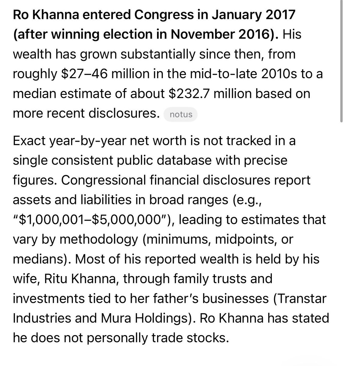 ddpropmgt's tweet photo. @RoKhanna You claim to be for working people, yet your net worth has gone up 408% since you have been in office.  We don’t believe you’re“for the people” This is virtue signaling w/others money. https://t.co/L8n3hA4gBP
