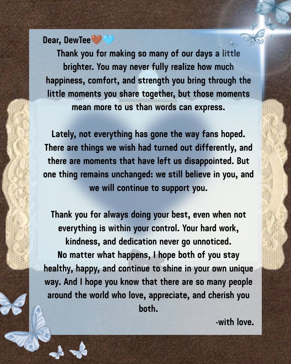 sweetlytee's tweet photo. Through every happy moment, every season of waiting, and every unexpected turn, we’ll still be here🤍

Thank you for being a source of happiness and comfort for so many of us.

Keep shining in your own way, DewTee. 🦊🐰✨

DEWTEE STILL SHINING
#WithDewTeeAlways https://t.co/96iav2WXCZ