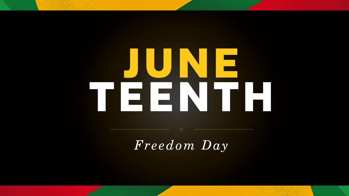 WisDOJ's tweet photo. Today we celebrate Juneteenth, which commemorates the day in 1865 when enslaved Black Americans in Galveston, Texas learned they were free more than two years after the Emancipation Proclamation was issued. https://t.co/6q3FrRVqRf
