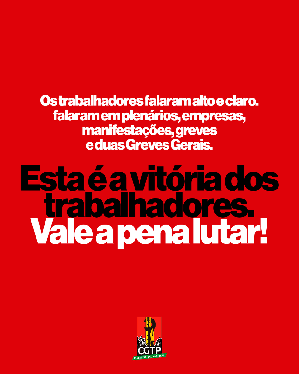 CGTP_IN's tweet photo. Esta é a vitória dos trabalhadores.
Vale a pena lutar! https://t.co/4lX9YzHTtS