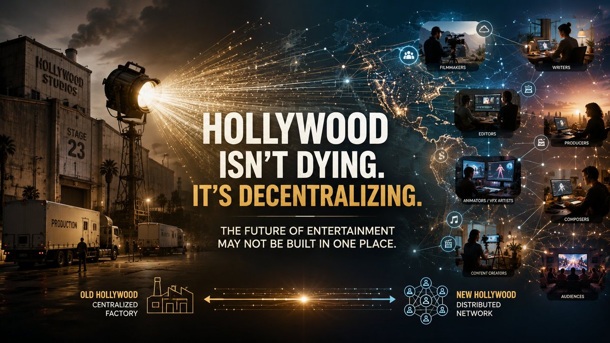 IamDavidSonkin's tweet photo. For decades, Hollywood's infrastructure was concentrated inside a relatively small group of studios, agencies, distributors, and networks. 

If you wanted access to audiences, buyers, or financing, there were only a handful of doors you could knock on.

Now ...

https://t.co/Mlxu9aoRj2