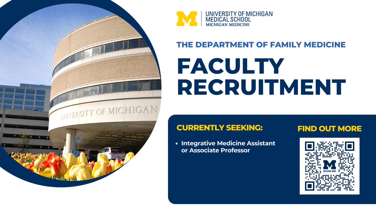 umfamilymed's tweet photo. ⏰ Time is running out to apply for the Integrative Family Medicine assistant/associate professor position. Applicants must hold an MD/PhD degree and have active funding. 

Apply by June 30. Join us! #UMJobs 

https://t.co/Jlfy9TRO1E https://t.co/Q0QLodH2xe