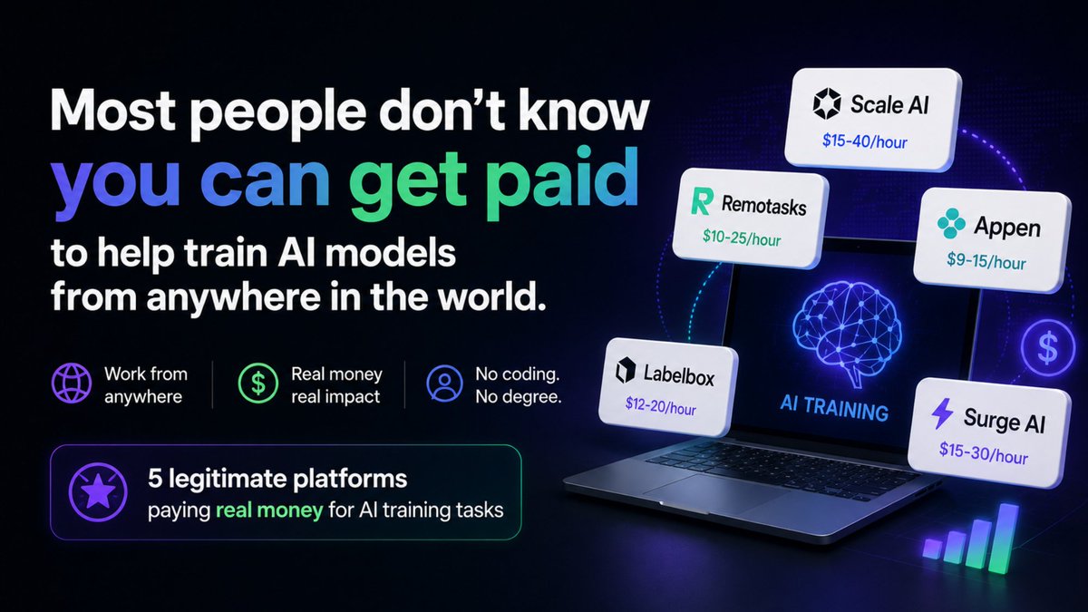 Muzamil_AI's tweet photo. ⚠️ Warning for anyone trying to earn from AI tasks:

90% of platforms asking for your National ID

bank details upfront are scams.

Here are 5 VERIFIED legitimate ones instead 👇
✅ Scale AI — $15-40/hr — backed by OpenAI
✅ Remotasks — $10-25/hr — 240K+ workers
✅ Appen — $9-15/hr — publicly listed company
✅ Labelbox — $12-20/hr — Fortune 500 trusted
✅ Surge AI — $15-30/hr — ex-Google founders

Real platforms NEVER ask for your ID
before you've even completed one task.

Protect yourself AND earn from AI 

Save this before you fall for a scam