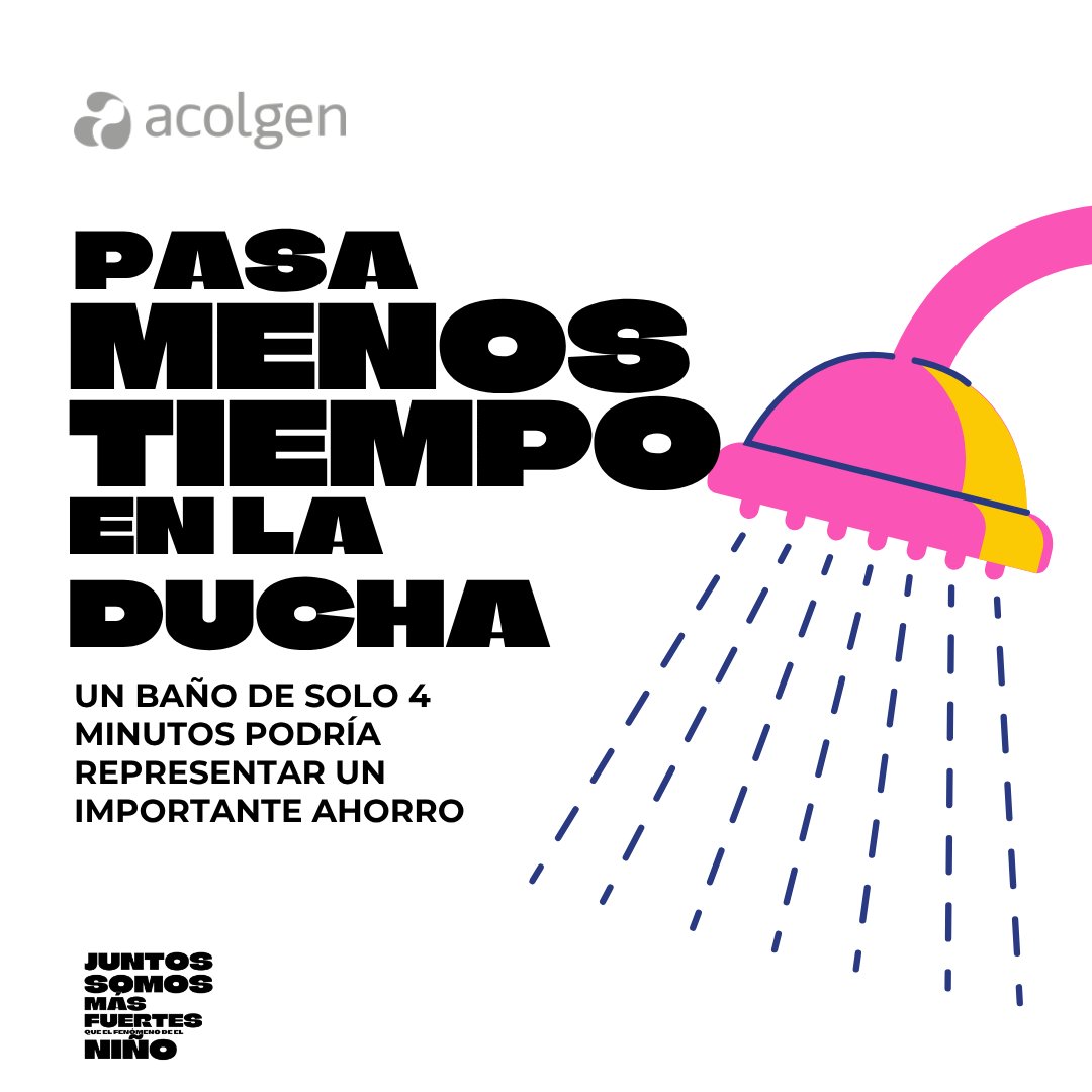 Acolgen's tweet photo. Unos minutos menos en la ducha pueden representar grandes cambios en tus hábitos de ahorro.
Juntos Somos Más Fuertes que El Fenómeno De El Niño https://t.co/67KHfVM9bL