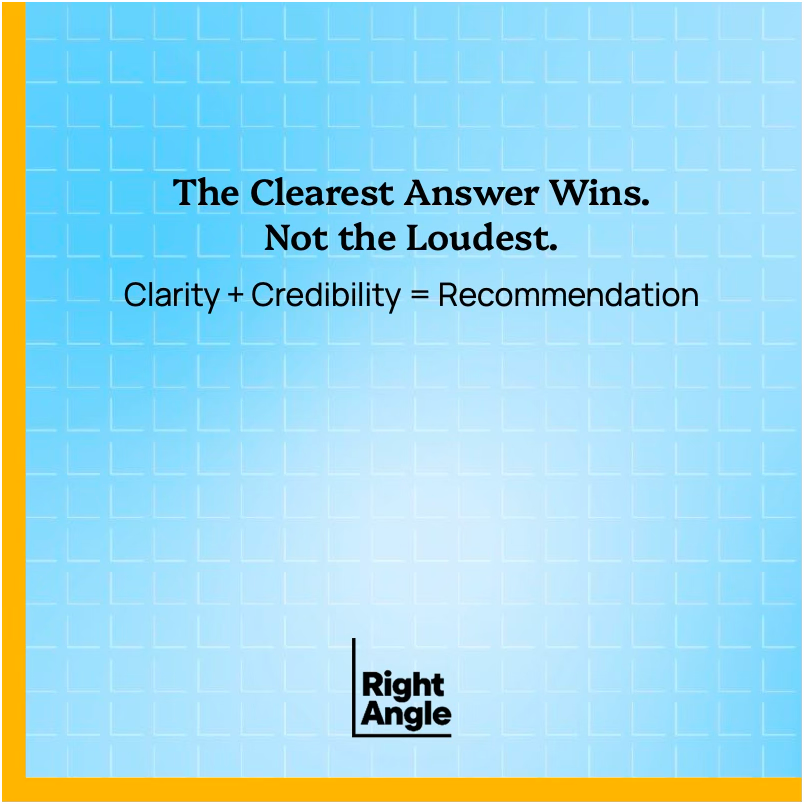 quigster's tweet photo. The clearest answer wins.
Not the loudest.

Marketing used to reward attention.
Now it rewards understanding.

AI agents reward clarity.
AEO is the future of trust and recommendation.

Visibility matters.
But clarity wins.

Have a great weekend. https://t.co/KCASFO2bE9