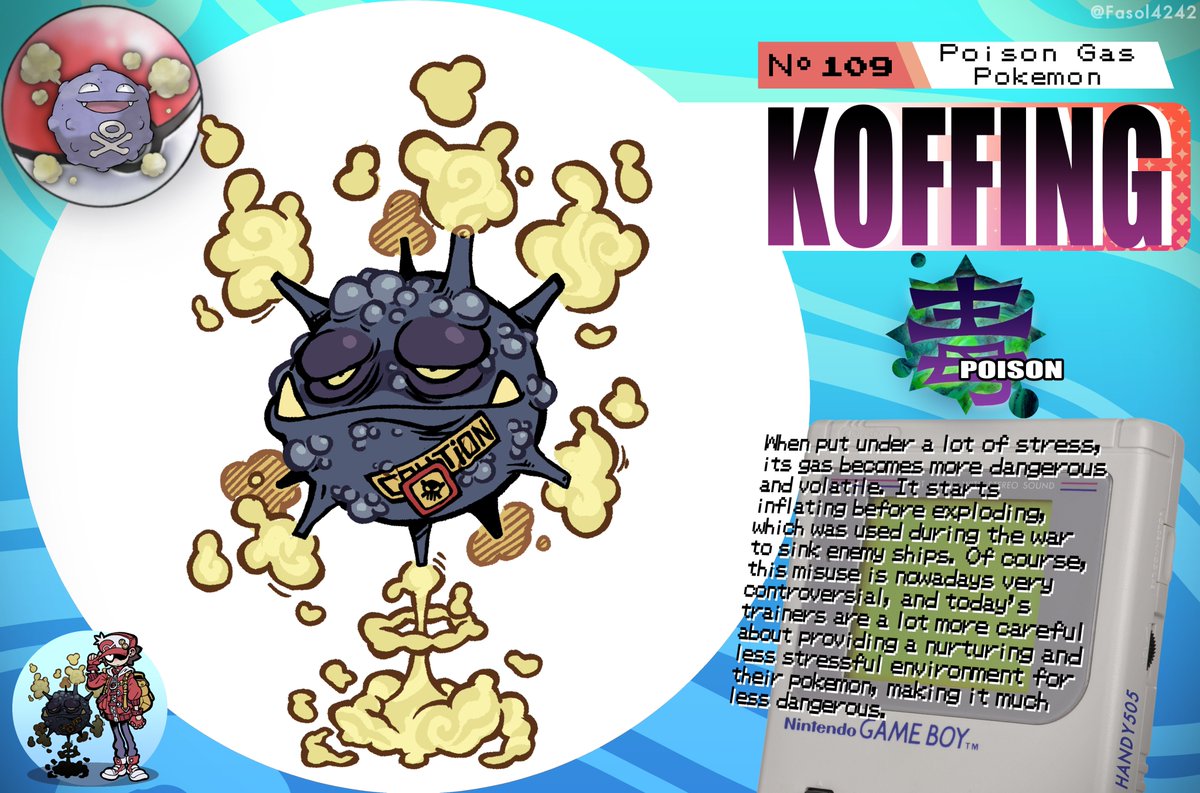 Fasol4242's tweet photo. POKEMON REDESIGNS:
109 - Koffing, 110 - Weezing https://t.co/I6hihYTSX2
