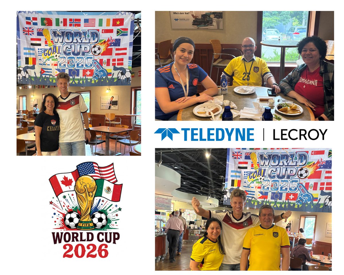 TeledyneLecroy's tweet photo. Celebrating the World Cup - Teledyne LeCroy style ⚽

Our team came together for an around‑the‑world street food lunch in the cafeteria, complete with global flavors and team pride on full display.

#worldcup #funatwork #lifeatlecroy https://t.co/ppiunbvlrL