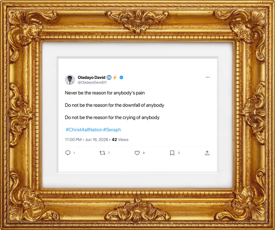 stickermule's tweet photo. @OladayoDavid01 Here's your framed post: https://t.co/AUa7xkKtbO
Follow @stickermule to support this bot. https://t.co/4MDzfjT0DL