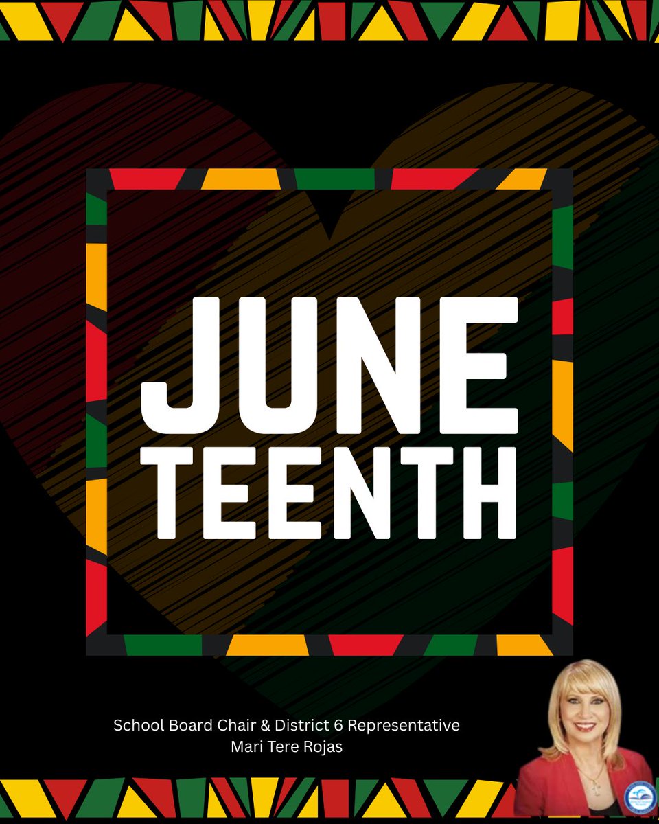 MariTereMDCPS's tweet photo. Today, we commemorate Juneteenth, honoring freedom, resilience, and the rich contributions of African Americans. May we continue working toward a future of equality, opportunity, and unity for all. https://t.co/RMWPzjmfnz