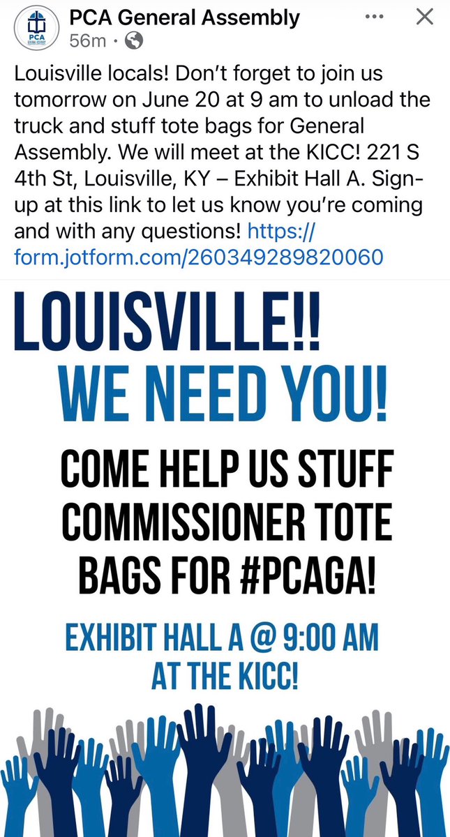 fredgreco's tweet photo. The PCA General Assembly is coming up fast! We need volunteers to help us unload the truck so that the AC and Stated Clerk Offices can be set up. Please consider volunteering if you are in the Louisville area! https://t.co/ALhKfzLPZ1