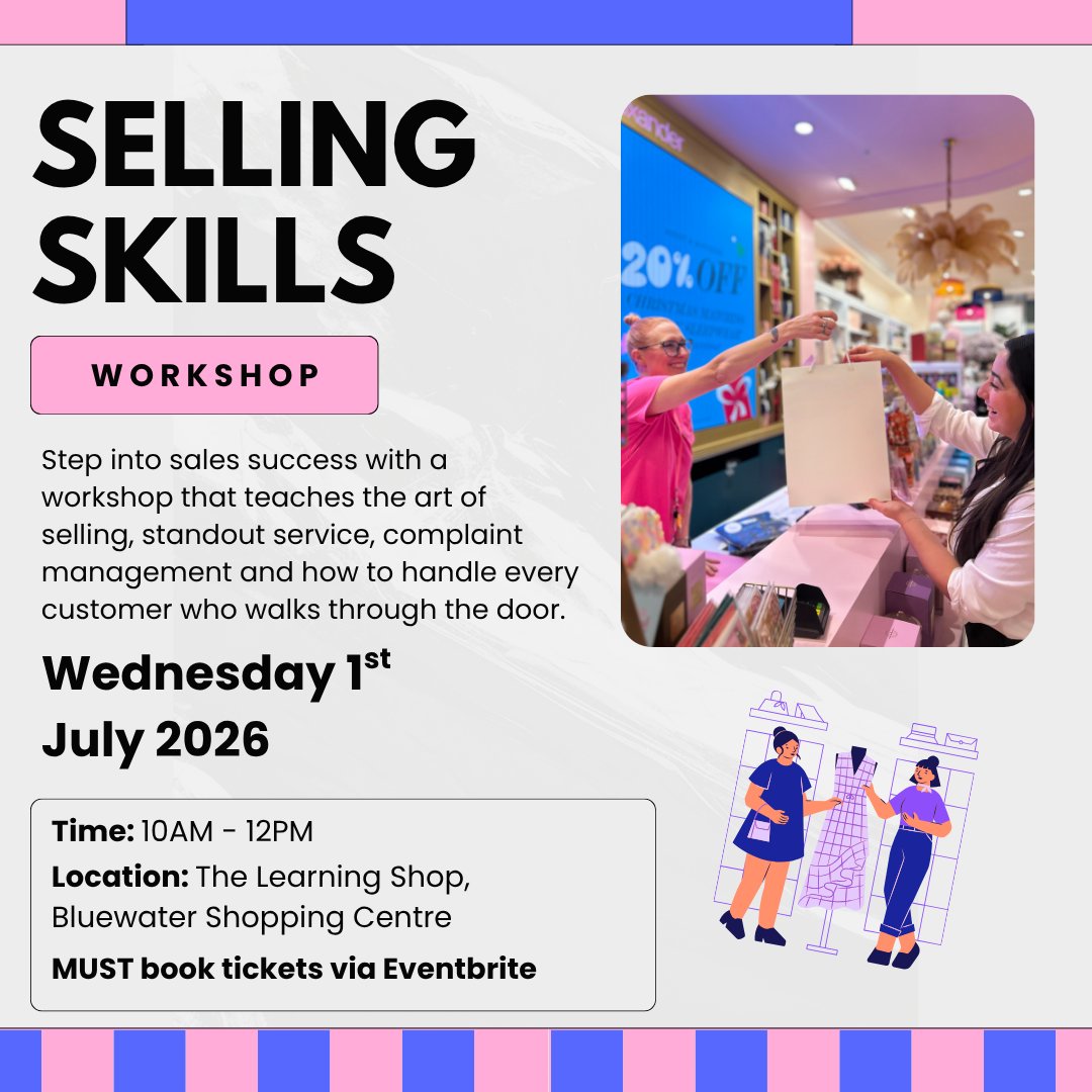 UKLearningShop's tweet photo. ✨ Turn every customer interaction into an opportunity.
🎟️ Book your place via Eventbrite.
https://t.co/EwogqALR05
#sellingskills #salestraining #CustomerServiceJobs #retailtraining #customerexperience #bluewatershoppingcentre #workshop https://t.co/jxffEJcOyh