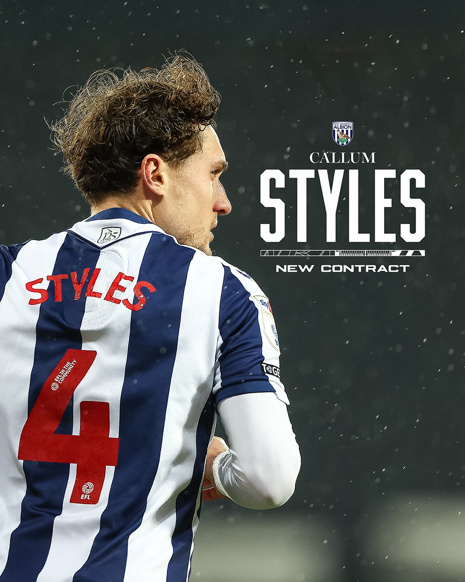 WBA's tweet photo. We're delighted to announce Callum Styles has signed a new contract, keeping him at The Hawthorns until 2030! ✍️

Congrats, Stylesy! 😎