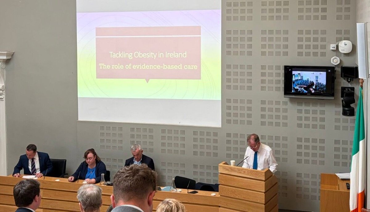 ECPObesity's tweet photo. On Wednesday 17th of June the longest-serving member of the Joint Oireachtas Committee on Health, Colm Burke TD, hosted an Oireachtas briefing “Tackling Obesity in Ireland: The Role of Evidence-Based Care.”

ECPO's Susie Birney, who has represented Ireland as an advocate since 2018, spoke of the need to take action and truly recognise the recurring aspect of the disease of obesity. While many attending the session raised their hands in acknowledgement that obesity is a disease, and again that it is a chronic disease, not many admitted to paying attention to the recurring aspect of this complex disease. Susie highlighted that research shows people will delay seeking care typically until after the onset of complications and other non-communicable diseases can have occurred, and that we need to stop closing the gate after the horse has bolted. To treat obesity IS also prevention. 

The strong patient voice in the room was reinforced by the support and attendance of Maura Murphy and Bernie Walsh from ICPO, demonstrating the commitment of the patient community to advancing evidence-based obesity care in Ireland.

Ireland will take over the Presidency of the Council of the European Union on July 1, 2026, holding the position for six months until December 31, 2026. They will be responsible for planning and chairing ministeral meetings, steering legislative negotiations, and brokering compromises among member states. It was inspiring to know that Colm Burke queried how he could help during Ireland's presidency with regard to the call for action to address obesity. 

We look forward to watching what will emerge over the coming months in Ireland.

#AddressingObesityTogether #Ireland2026EU #ObesityPolicy #ObesityCare #Obesity #HealthEquity #EUHealth #PatientVoice