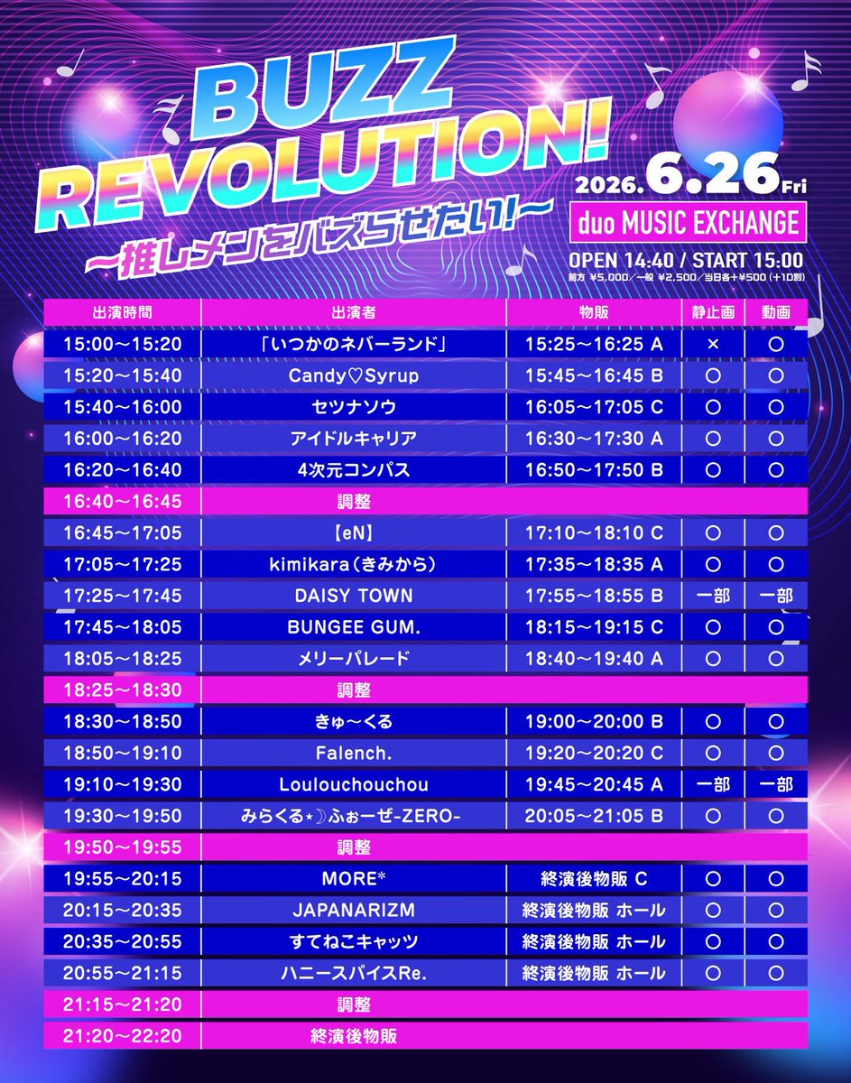 cu_clu's tweet photo. 🆕ライブ出演情報🎤&TT公開⏳️

6/26(金)「BUZZ REVOLUTION！〜推しメンをバズらせたい！〜」
⏰OPEN 14:40 / START 15:00
🎤ライブ 18:30～ / 📷️特典会 18:50～
📍duo MUSIC EXCHANGE
🎫https://t.co/A1vrFHbFqd
🎁お目当て入場特典　トーク付き写メ券

きゅ〜くるは動画・静止画共に撮影OK👌

👔平日対バン限定✨️
特典会の最初10分間で、
誰でも参加OK！無料全員トークを行います🗣️

#きゅ〜くる #きゅ〜くる見にくる？