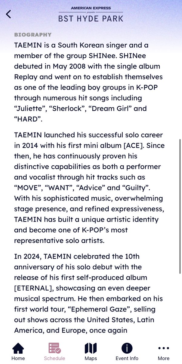 UKTAEMates's tweet photo. 📢 TAEMIN BST HYDE PARK PERFORMANCE TIME 

🌳 Great Oak Stage
⏰ 15:30 - 16:10 
🗓️ 28 June 2016 
📍Hyde Park, London
📱Download the official BST Hyde Park app to keep up to date about the festival &amp; Taemin’s performance!

#태민 #テミン #泰民 #TAEMIN @Taemin_Xoalsox_ @BSTHydePark https://t.co/NMzKoUV9lF
