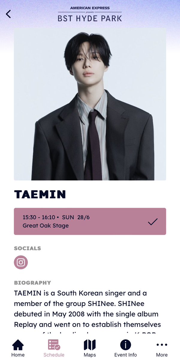 UKTAEMates's tweet photo. 📢 TAEMIN BST HYDE PARK PERFORMANCE TIME 

🌳 Great Oak Stage
⏰ 15:30 - 16:10 
🗓️ 28 June 2016 
📍Hyde Park, London
📱Download the official BST Hyde Park app to keep up to date about the festival &amp; Taemin’s performance!

#태민 #テミン #泰民 #TAEMIN @Taemin_Xoalsox_ @BSTHydePark https://t.co/NMzKoUV9lF