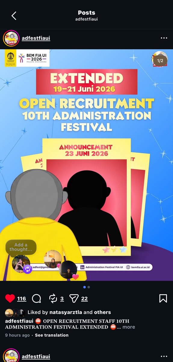cvhscole's tweet photo. guysss maba fia ui dan angkatan 25 this is last chance buat daftar Adfest loh guys 🙂‍↕️🙂‍↕️ @AdFestFIA https://t.co/p2iewR2n0N