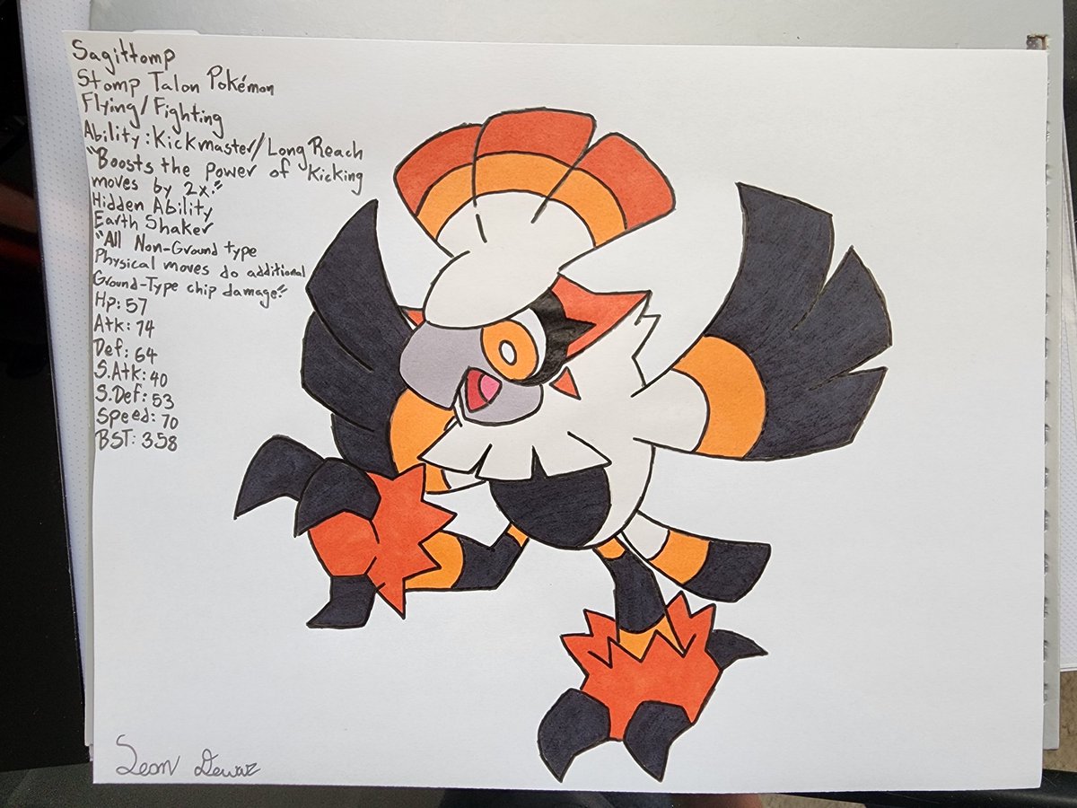 FalcoSean's tweet photo. For this week's #FakemonFriday, we are heading to Solghana to meet Sagittomp and Zawlitaire.

#Pokemon #PokemonArt #Fakemon #FakemonArt #FlyingTypePokemon #FightingTypePokemon https://t.co/GDXGzwLsTe
