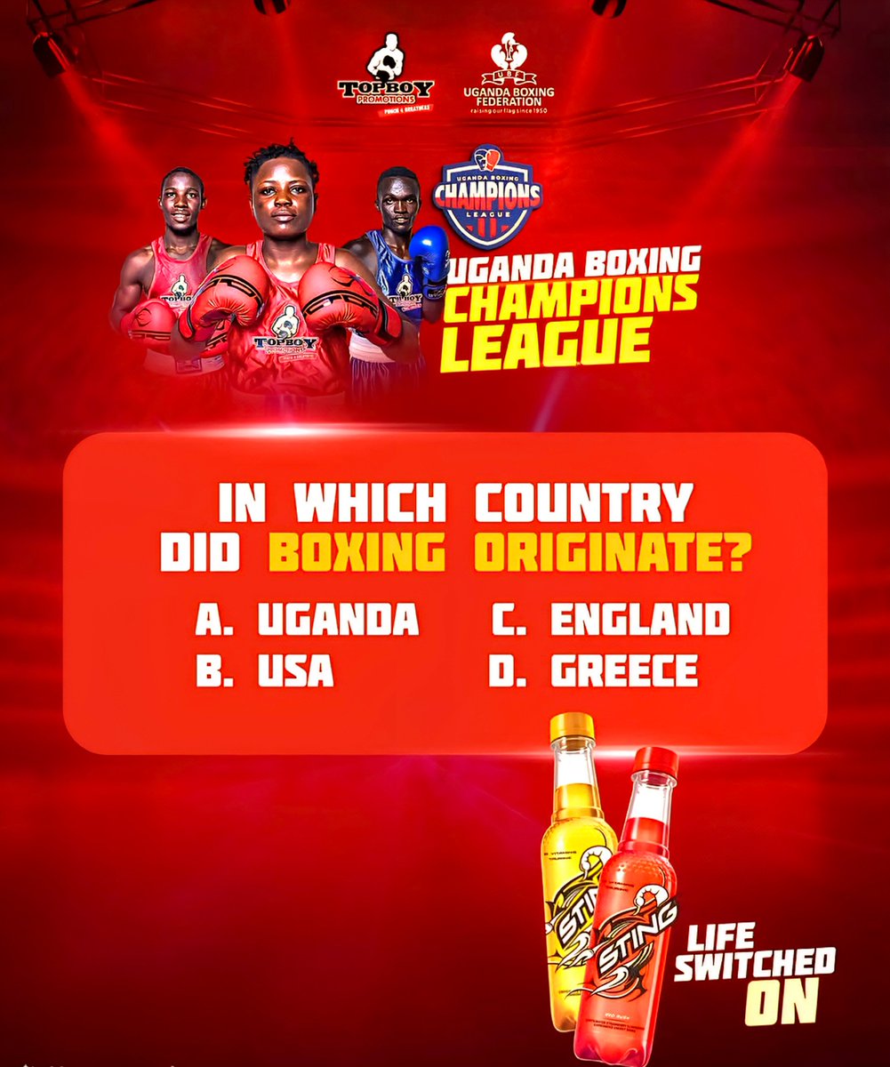 OfficalStingUG's tweet photo. Comment below for your chance to WIN tickets to watch the @UBCL_Boxing Season 5 Week 4 fights tomorrow, Saturday 20th June 2026, at Lugogo Arena!

#FunaBoostNeSting https://t.co/rDcn0PN15h