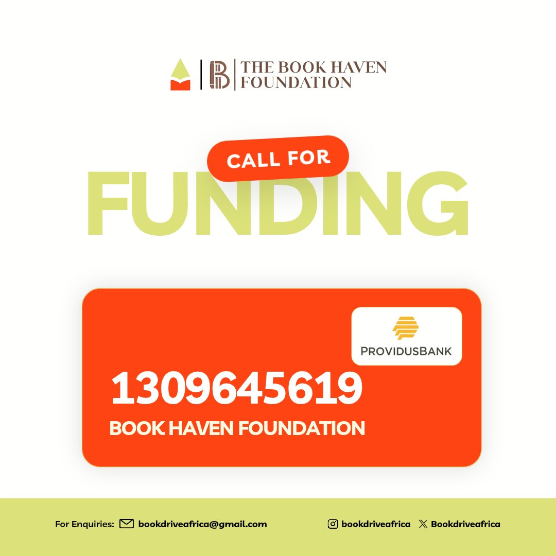 BookDriveAfrica's tweet photo. If you’ve donated, shared our posts, or told someone about our work, thank you. If you’ve been meaning to support, this is the perfect time.
Let’s finish strong and make this our biggest Book Drive yet. Please send us a DM if you need the account details sent to you.
#bookdrive https://t.co/pP7Uappz2L