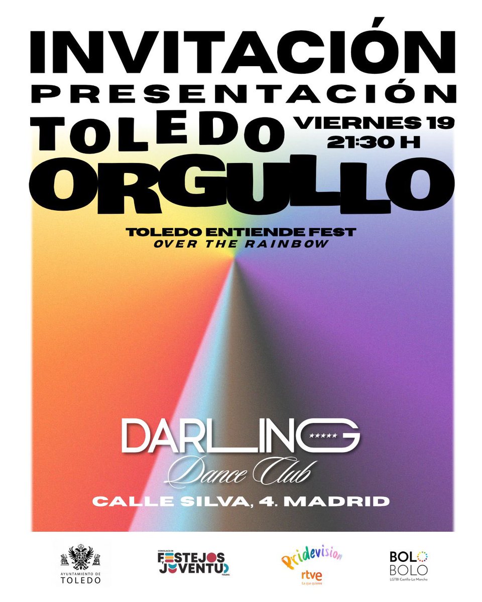ToledoAyto's tweet photo. 🌈 Toledo celebra el Día Internacional del Orgullo LGTBIQ+ con una programación especial del 22 al 28 de junio, organizada junto a la asociación Bolo Bolo, que este año conmemora su 25 aniversario. https://t.co/ykziVWuONu