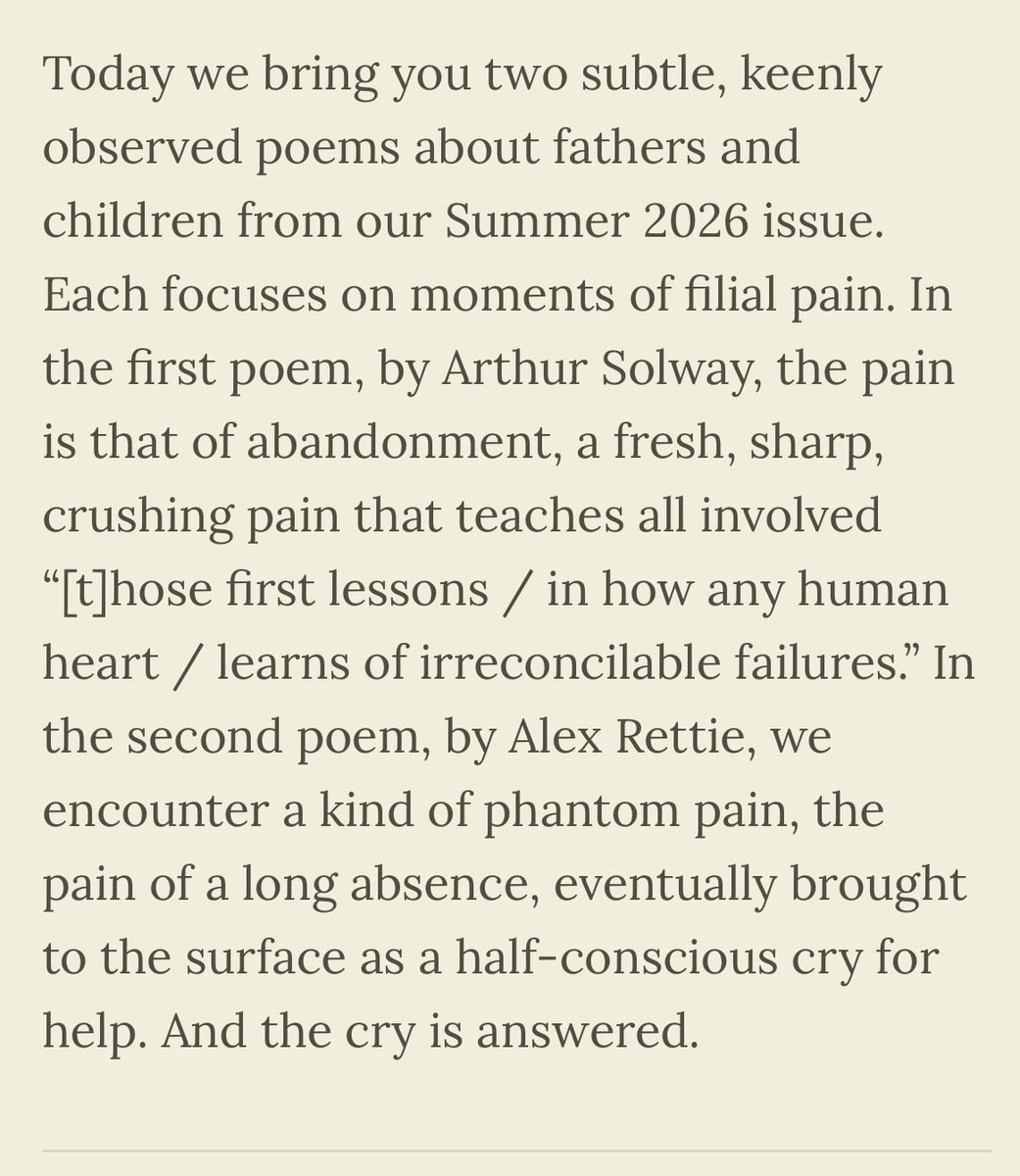 NimrodJournal's tweet photo. In time for Father’s Day, two poems from our latest issue, by @arthur_solway and @AlexRettie.

https://t.co/v86g1u7LSO https://t.co/YT09YJhRji