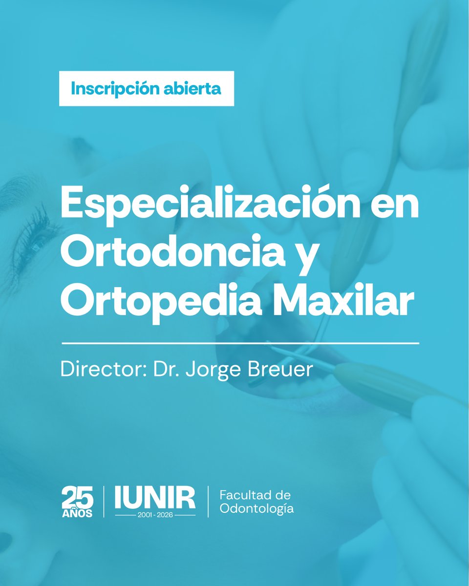 IUNIRok's tweet photo. La Facultad de Odontología abre la inscripción para la Especialización en Ortodoncia y Ortopedia Maxilar.

¡Inscribite ahora y transformá tu perfil profesional!
📩 Solicitá información: especializacionesodontologicas@iunir.edu.ar
 https://t.co/8jXQ8hJJea https://t.co/k3i9oV9S7u