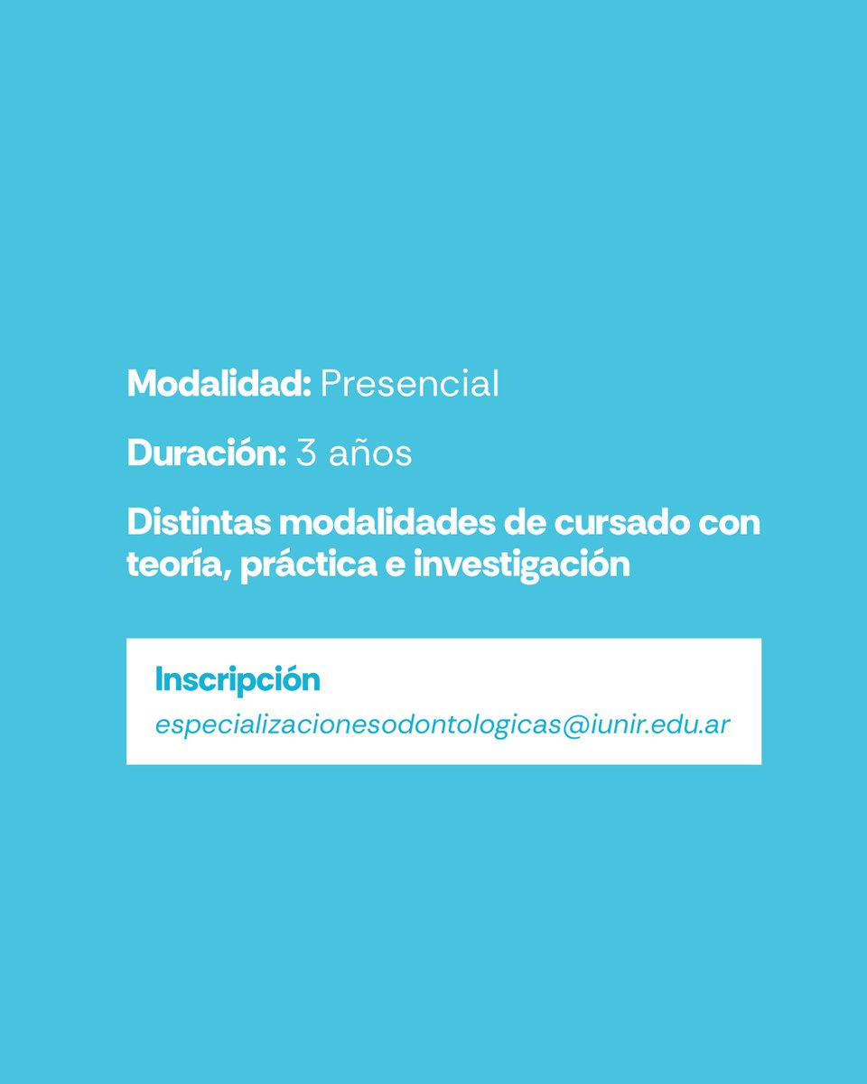 IUNIRok's tweet photo. La Facultad de Odontología abre la inscripción para la Especialización en Ortodoncia y Ortopedia Maxilar.

¡Inscribite ahora y transformá tu perfil profesional!
📩 Solicitá información: especializacionesodontologicas@iunir.edu.ar
 https://t.co/8jXQ8hJJea https://t.co/k3i9oV9S7u