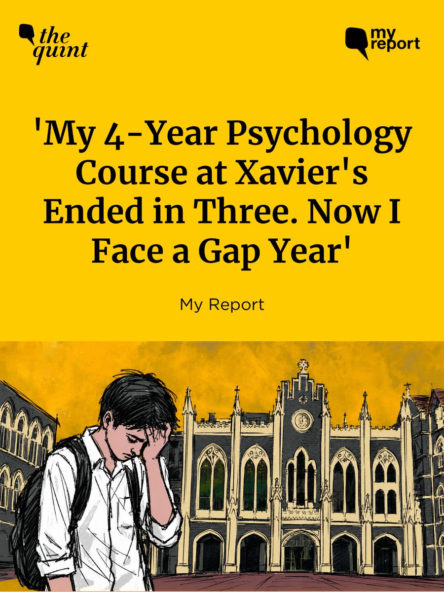 TheQuint's tweet photo. #MyReport | "What made it worse was the timing. The announcement was made after the CUET-PG examinations—the gateway to a large number of colleges across India—were over. It was also too late in the year to apply to foreign universities or scholarships," writes a psychology student at St. Xavier's College in Mumbai.
Read the full My Report: https://t.co/lDNYQV1Lnd
