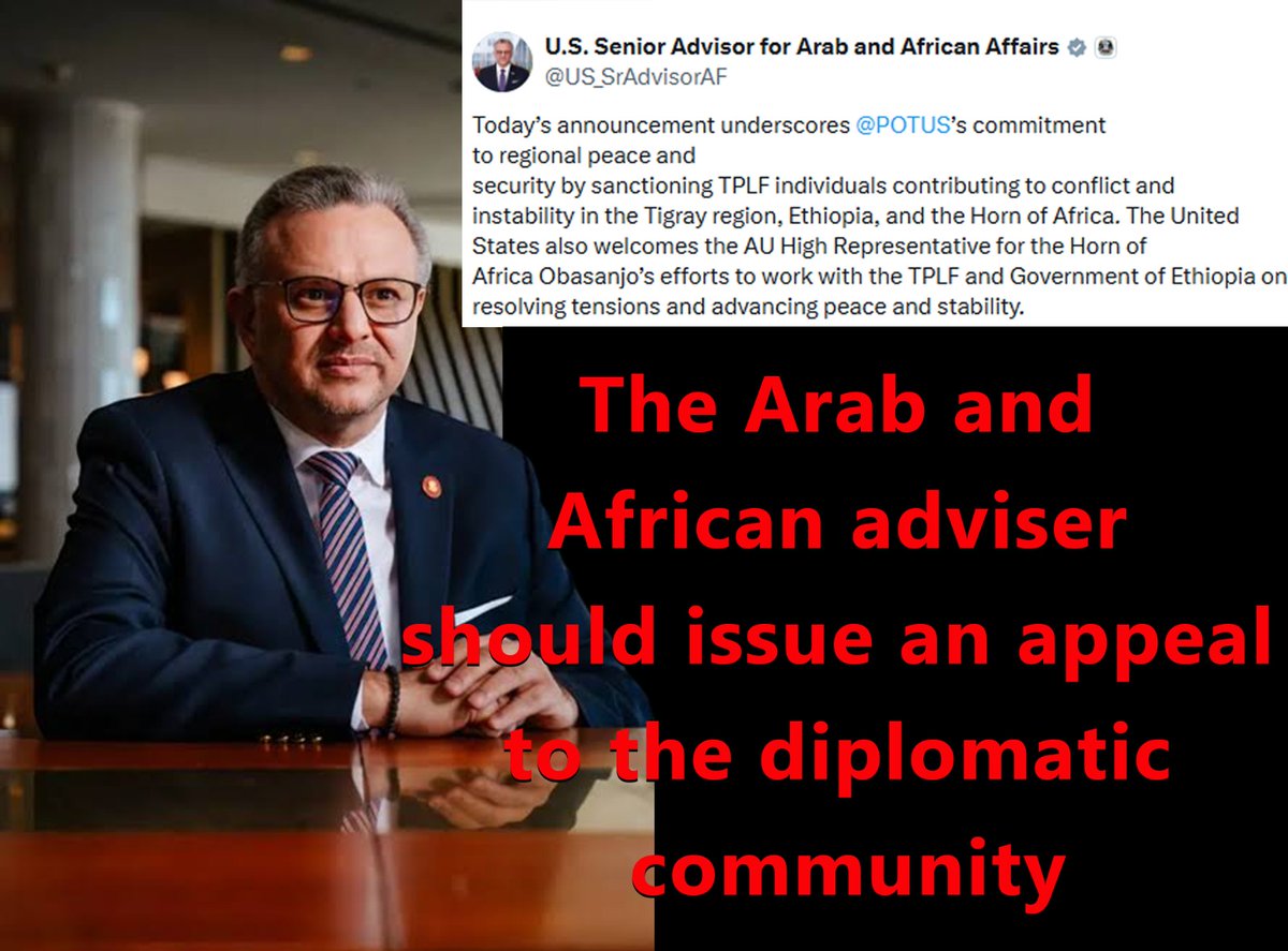s82093098's tweet photo. U.S. Senior Advisor for Arab and African Affairs, Massad Boulos, praised the recent U.S. action against  the TPLF as timely and significant. He should also urge the wider  diplomatic community to adopt similar measures against the group as a  show of its commitment to peace.  @US https://t.co/NESKC2HgKr
