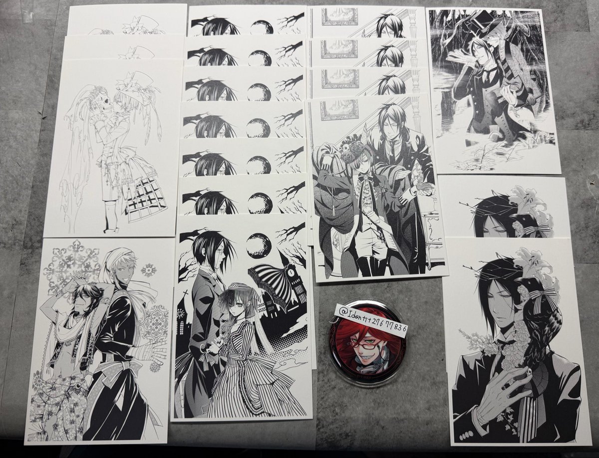 Identit27677836's tweet photo. 【黒執事 交換希望】

譲）下記画像全て

求）グレル（同異種⭕️）

※カフェグレルの缶バッジ＋クリアカードは現時点で求めていないため❌

※コースターは通常グレルと執事グレル⭕️

※郵送交換のみ

※個数記載なしは画像のみ

下記の確認もお願いします。 https://t.co/4LDok4sh06