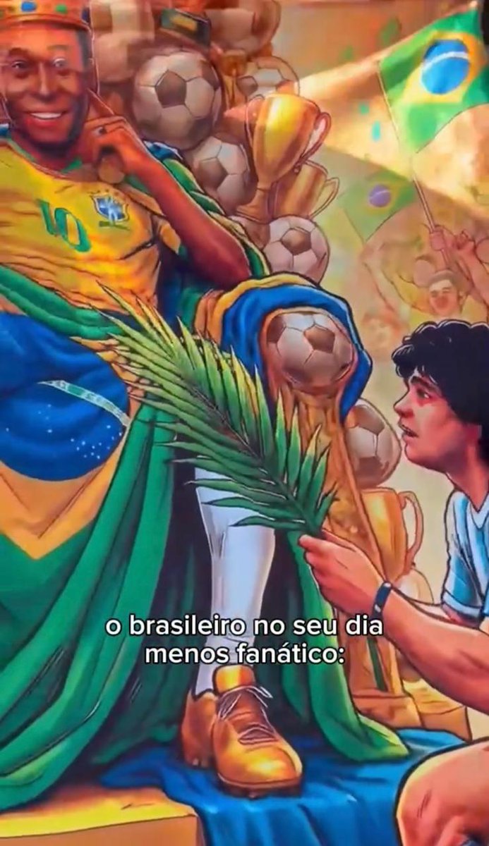 liberta___depre's tweet photo. Bandeirão da torcida brasileira que será levado hoje (19) para o Lincoln Financial Field, palco do jogo entre Brasil x Haiti.

De um lado Messi beijando o pé do Pelé. Do outro,  Maradona admirando o Rei do futebol. https://t.co/7zBOWiflO8