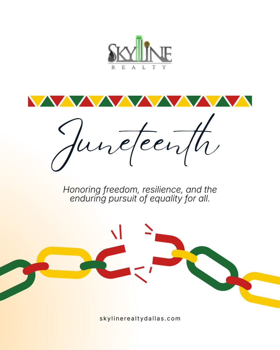 _skylinerealty's tweet photo. Juneteenth marks an important moment in American history and serves as a reminder of the values of freedom, equality, and opportunity.✊🏻

#Juneteenth #FreedomDay #AmericanHistory #Equality #Community #Inclusion #Diversity #UnitedStates #CommunityMatters #SkylineRealtyDallas https://t.co/hbnVYFQTL2