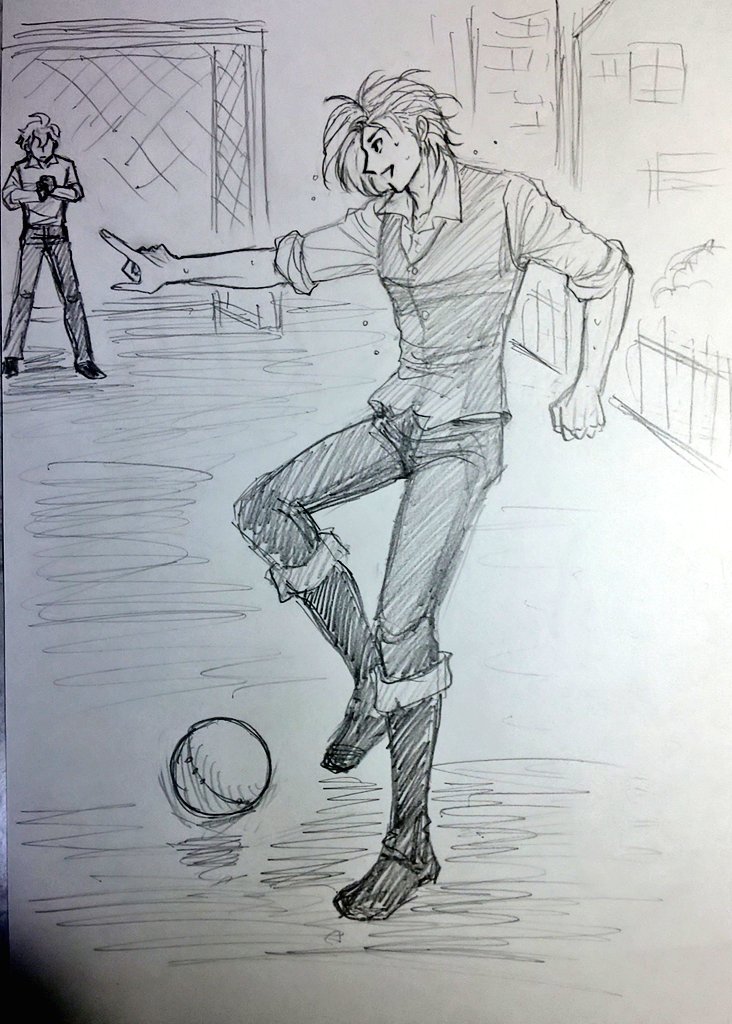 saakokw's tweet photo. ワールドカップ開催中なので⚽️再掲イラスト
子供達にサッカーを教えているうちに一対一の対決になったハビロイ https://t.co/S2iQkmL47n