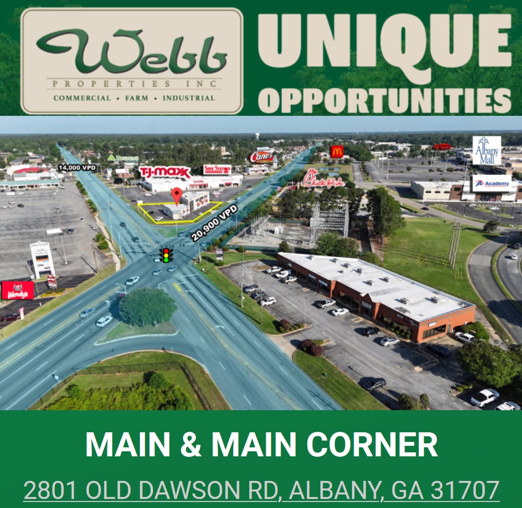 WebbProperties's tweet photo. Bar None Best Retail Corner in SWGA!

Prime Redevelopment Opportunity: The Best Retail Corner in Albany, GA – “Main & Main” at the Gateway to Albany Mall. Now available FOR SALE for the first time. 

Visit our website for more information: https://t.co/kIEcX8Ewm9

#albanygeorgia #dawsonrd #albanymall