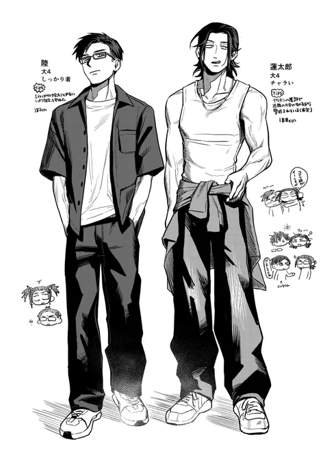 今描いてる創作BLの男ふたり 