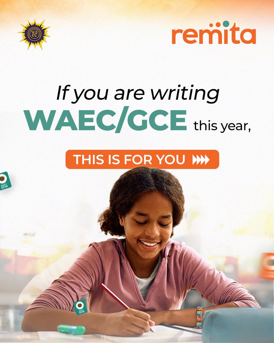 RemitaNET's tweet photo. Writing WAEC/GCE 2026?
 
Give yourself the best shot at success with these 5 simple tips.
 
PS: Get your WAEC/GCE PIN instantly on Remita.
 
Web: https://t.co/T9dSZ0TJB3
 
Remita Mobile App: 
•ANDRIOD: remita - Android Apps on Google Play
•IOS: https://t.co/sZ0ZfUyODk https://t.co/Ov9jMYEFsl