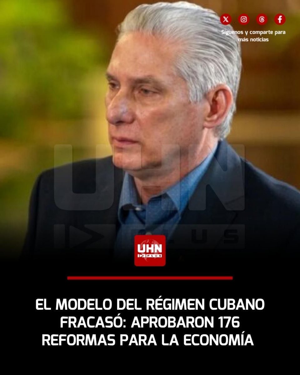 UHN_Plus's tweet photo. 🇨🇺‼️| En medio de la crisis absoluta, el régimen cubano de Miguel Díaz-Canel aprobó 176 reformas para la “apertura económica”, demostrando el fracaso absoluto de su modelo. Entre los puntos más destacados: 

- Autorización de bancos privados y casas de cambio privadas
- Eliminación del límite de 100 empleados para empresas privadas
- Los cubanos residentes en el exterior podrán invertir en Cuba
- ⁠Apertura de cuentas bancarias en el exterior para empresas privadas