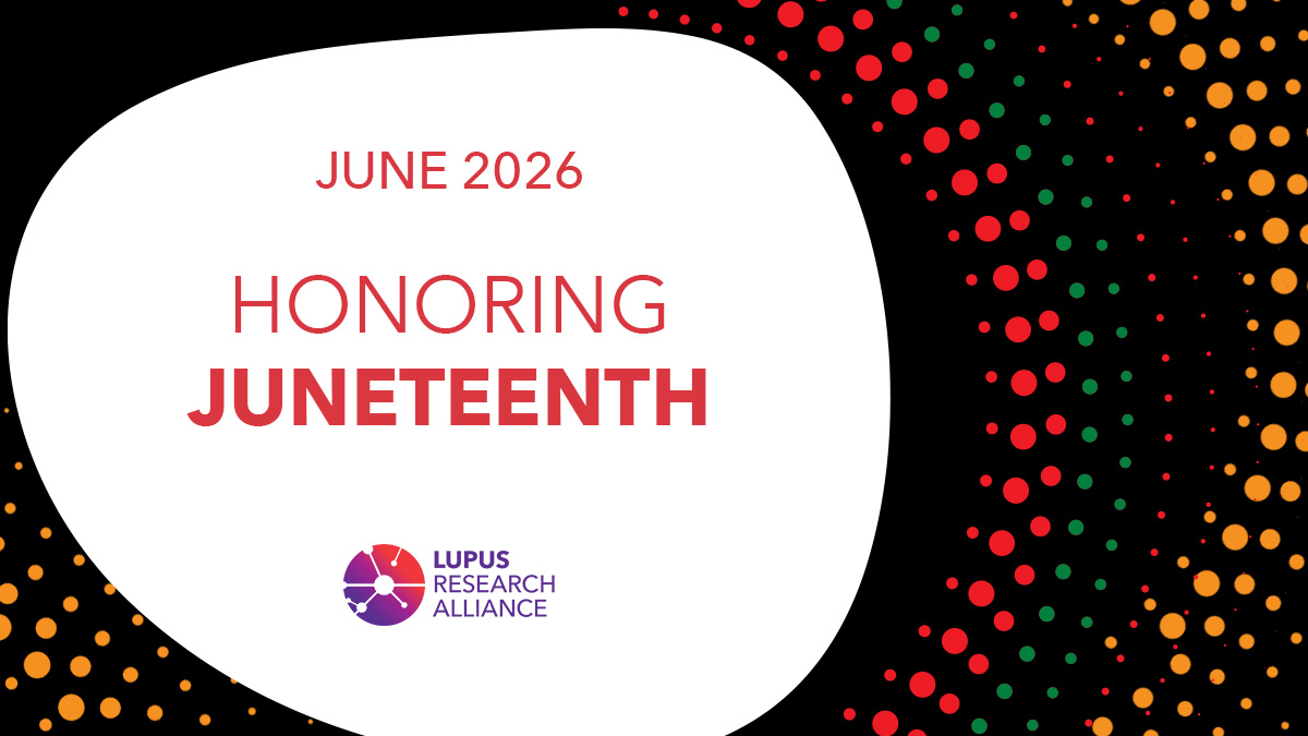 LupusResearch's tweet photo. The Lupus Research Alliance honors #Juneteenth as a time to reflect on freedom and progress. We remain committed to advancing lupus research and care, supporting all those impacted. Together, we continue to strive for a world free of lupus. https://t.co/5C9ysMZRoD