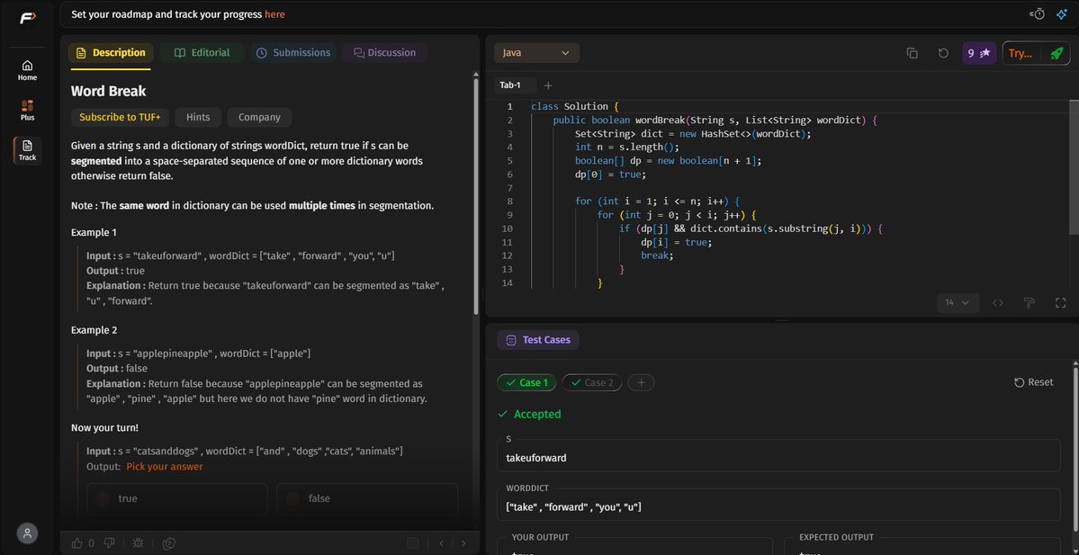 Adiyatakhell's tweet photo. Day 19 #SDESheetChallenge

Solved:
• M Coloring Problem
• Rat in a Maze
• Word Break
Learned:
• Backtracking
• Graph Coloring
• Dynamic Programming
Word Break was today's highlight.
#DSA #DP #Backtracking #Java https://t.co/8gTjWLLAoe